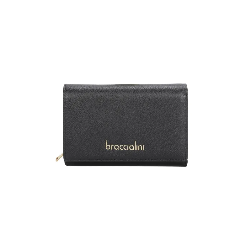 Portafogli donna piccolo in pelle Braccialini basic, nero