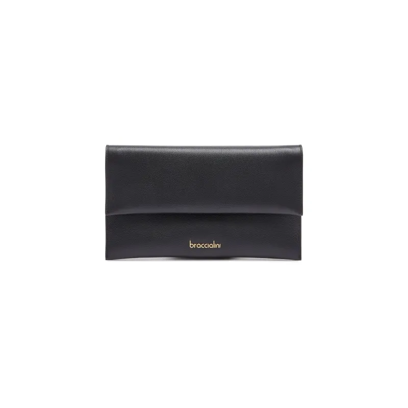 Braccialini Jimmy Leder-Clutch-Tasche, schwarz