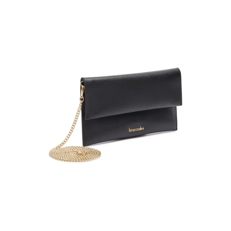 Braccialini Jimmy leather clutch bag, black 2