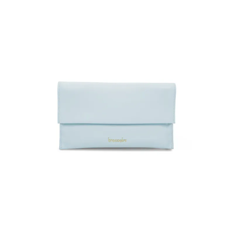 Braccialini Jimmy Leder-Clutch-Tasche, hellblau