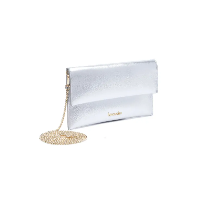 Braccialini Jimmy leather clutch bag, silver 2