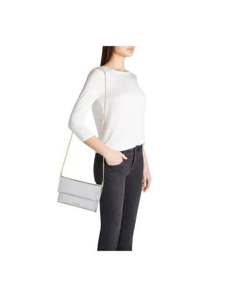 Braccialini Jimmy Leder-Clutch-Tasche, silber