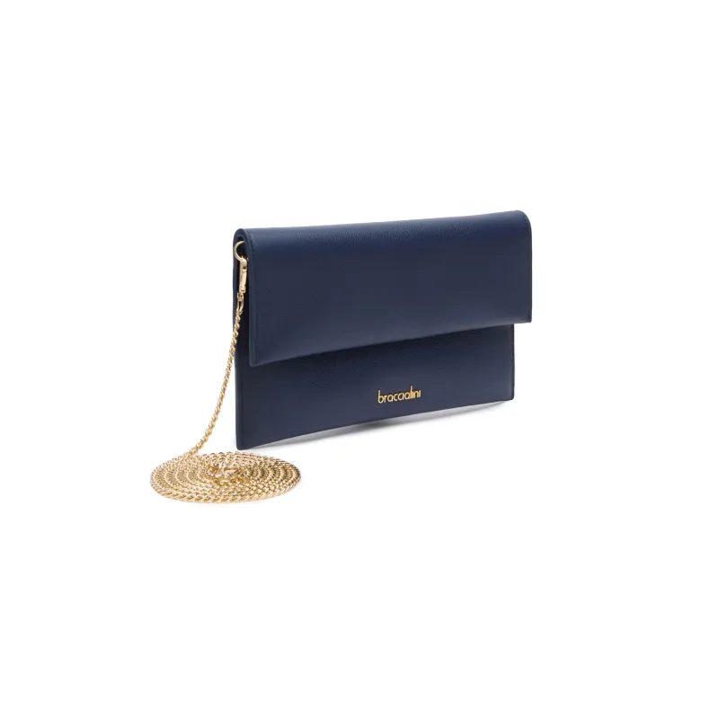 Braccialini Jimmy Leder-Clutch-Tasche, blau 2