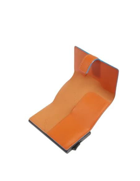 Piquadro Atlas cash and credit card holder with sliding system, orange