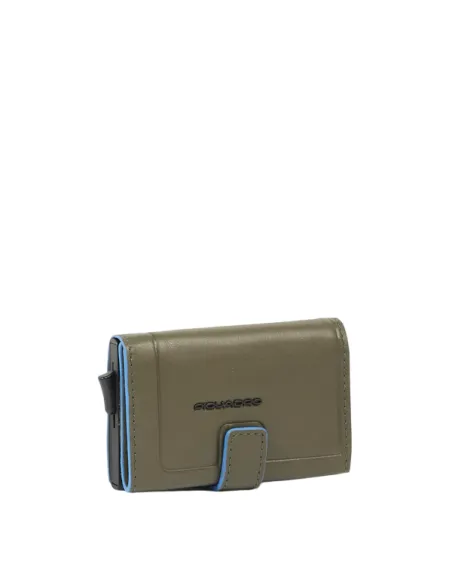 Piquadro Atlas cash and credit card holder with sliding system, green