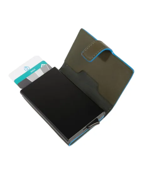 Piquadro Atlas cash and credit card holder with sliding system, green