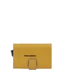 Piquadro Atlas cash and credit card holder with sliding system, yellow