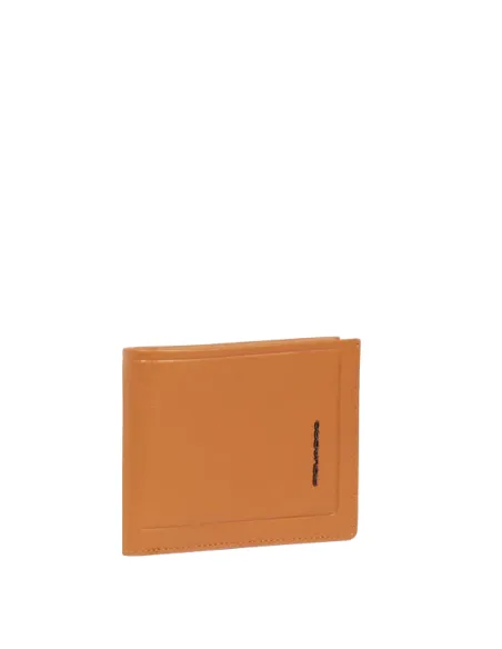 Piquadro Atlas men's leather wallet with coin purse, orange