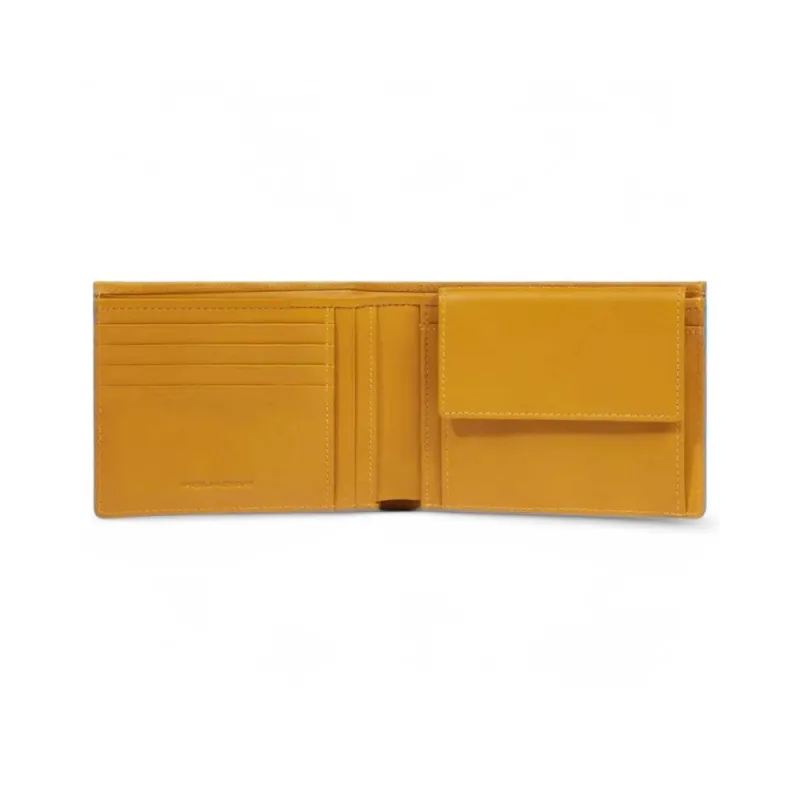 Piquadro Atlas men's leather wallet with coin purse, yellow