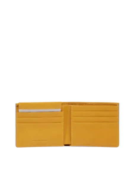 Piquadro Atlas slim wallet with removable document holder, yellow