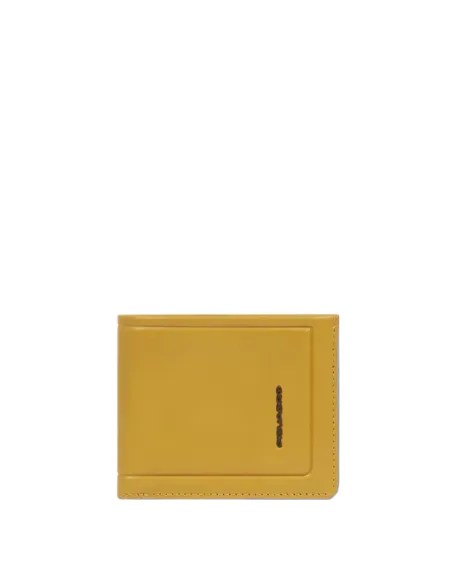 Piquadro Atlas slim wallet with removable document holder, yellow