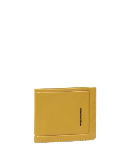Piquadro Atlas slim wallet with removable document holder, yellow