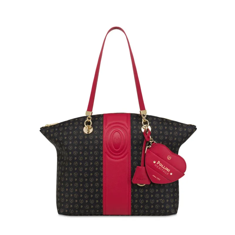 Pollini 70th anniversary shopping bag, black-red