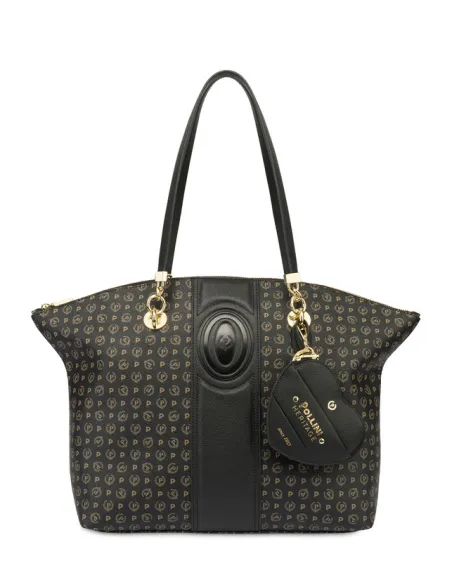 Shopping Pollini con zip, nera