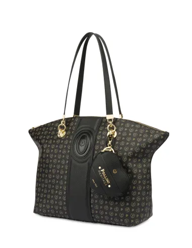 Shopping Pollini con zip, nera