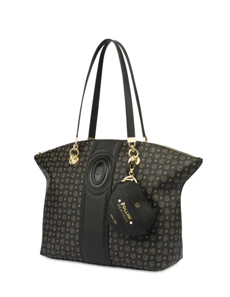 Shopping Pollini con zip, nera