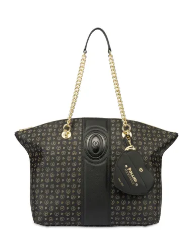 Shopping Pollini con zip, nera