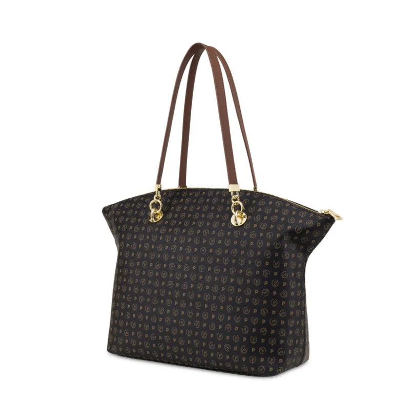 Shopping Pollini con zip, nero-marrone 2