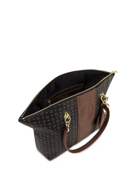 Pollini Einkaufstasche, schwarz-braun