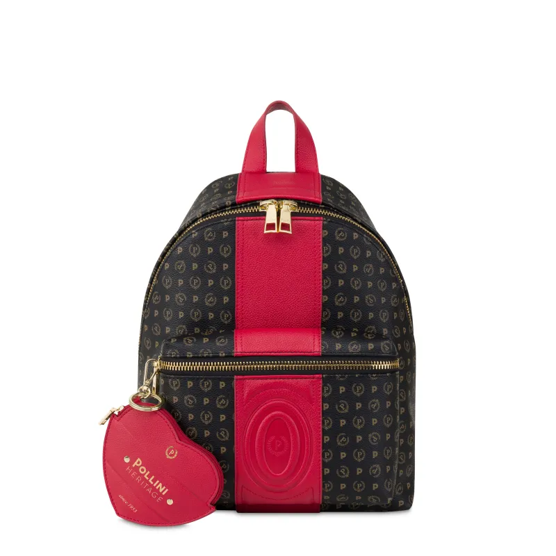 Zaino Pollini con logo centrale, nero-rosso