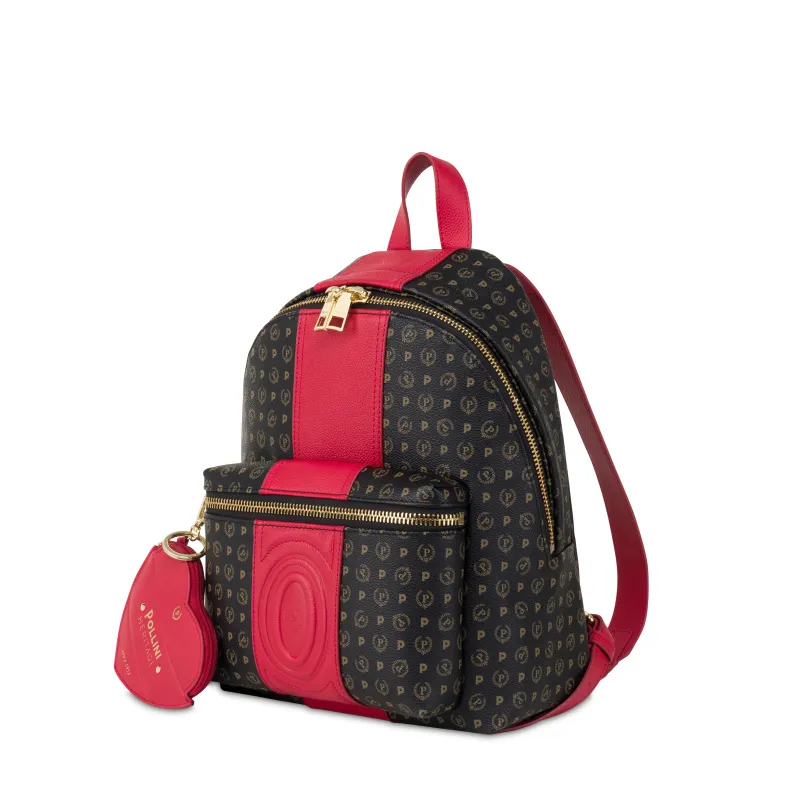 Pollini Damen-Rucksack, schwarz-rot 2