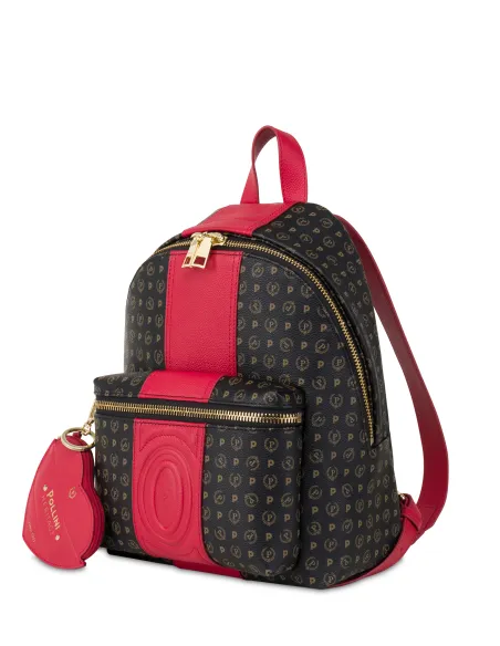 Pollini Damen-Rucksack, schwarz-rot