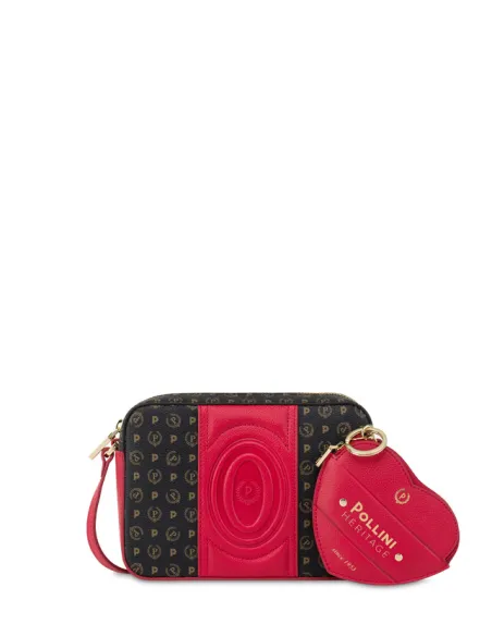 Pollini Heritage Umhängetasche, schwarz-rot