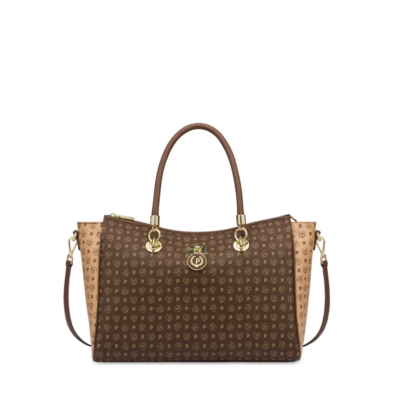 Pollini Heritage Tasche mit zwei Griffen, creme-braun