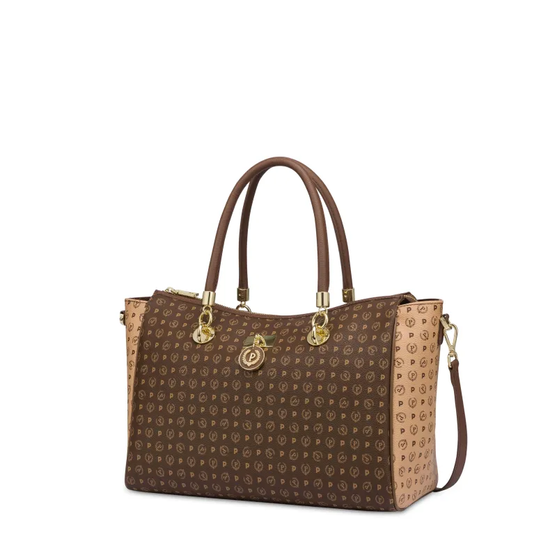 Pollini Heritage Tasche mit zwei Griffen, creme-braun 2