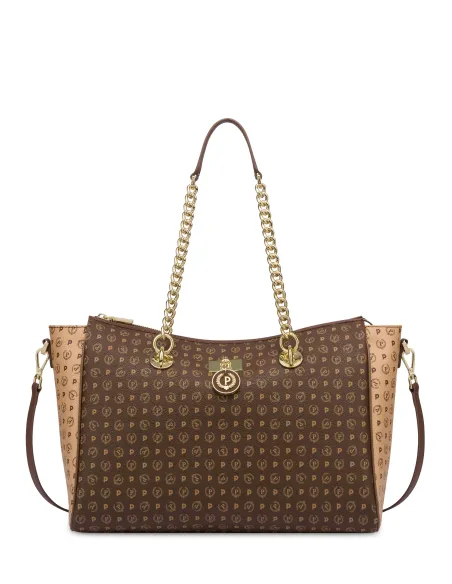 Pollini Heritage Tasche mit zwei Griffen, creme-braun