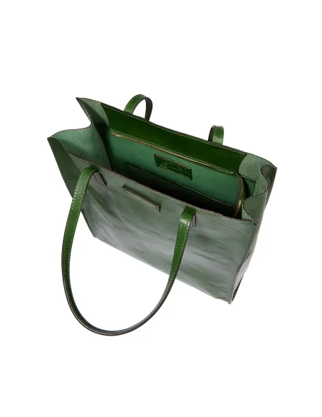 The Bridge Mirra shopping bag with zip fastener, thyme green