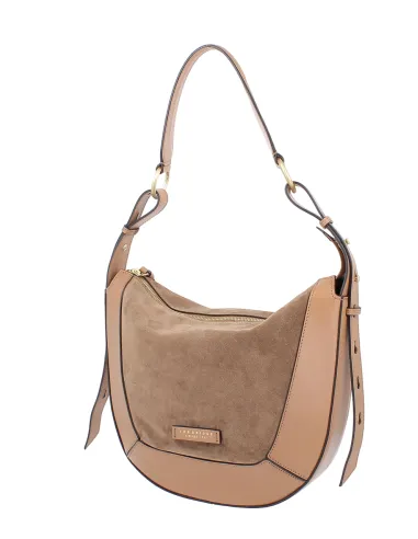 Borsa donna media in pelle e camoscio...