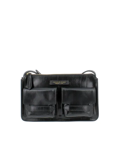 Borsa a tracolla con tasche esterne The Bridge Lucrezia, nera