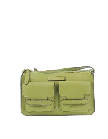 The Bridge Lucrezia cross-body bag with front pockets, pistachio green