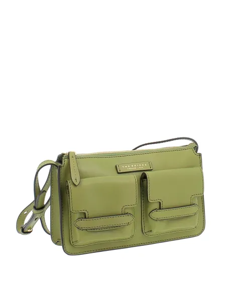 The Bridge Lucrezia cross-body bag with front pockets, pistachio green