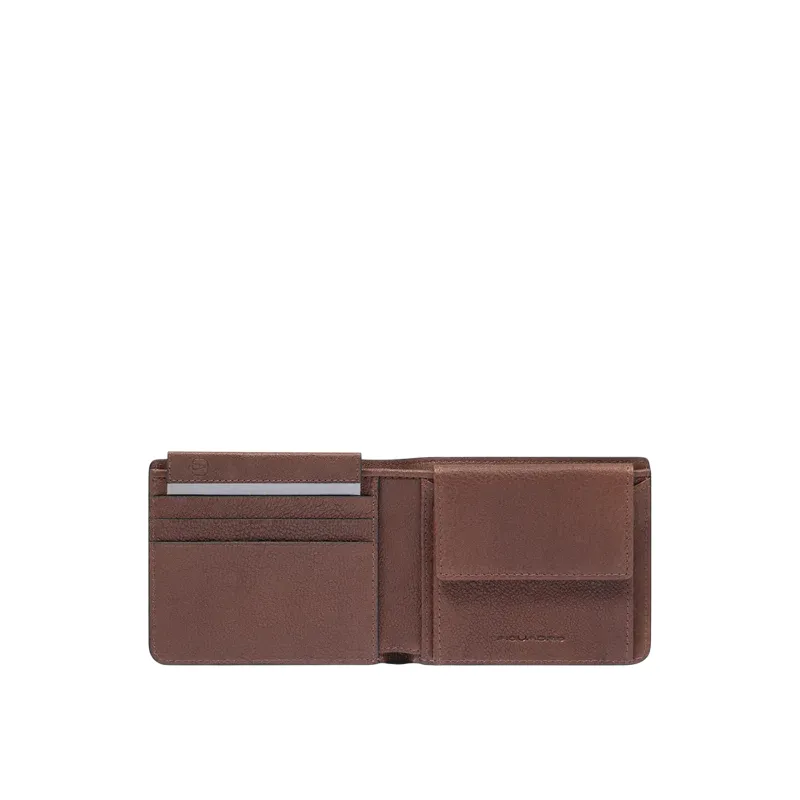 Piquadro Cronus small wallet with coin purse, brown