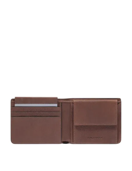 Piquadro Cronus small wallet with coin purse, brown