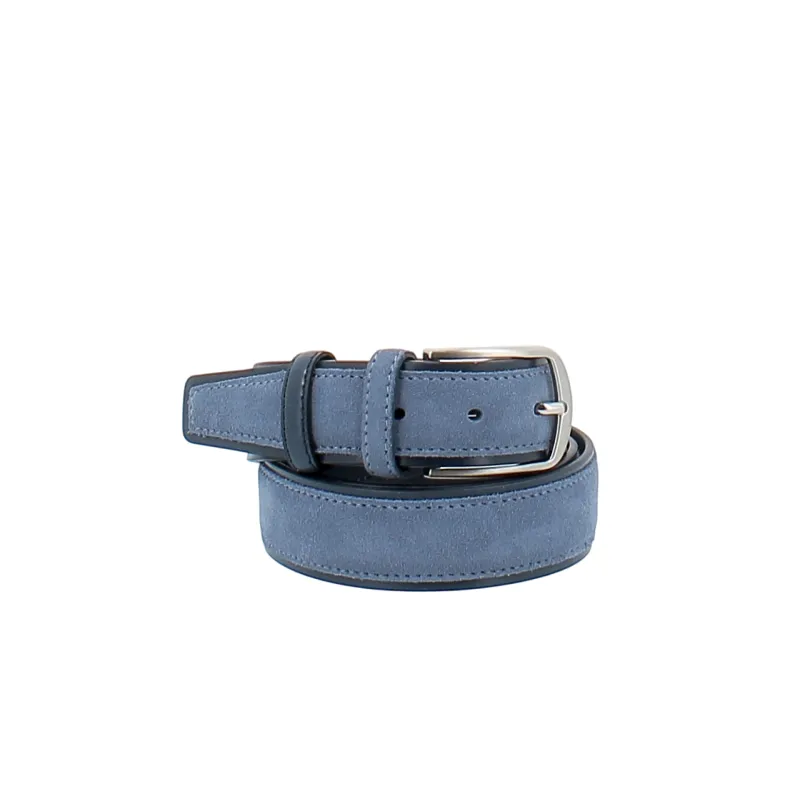 Herrengürtel aus Leder und Wildleder, blau-hellblau