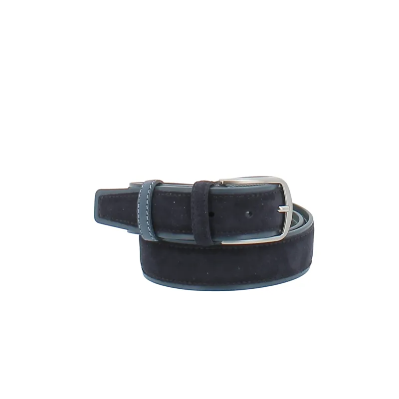 Men's belt in leather and suede, blue