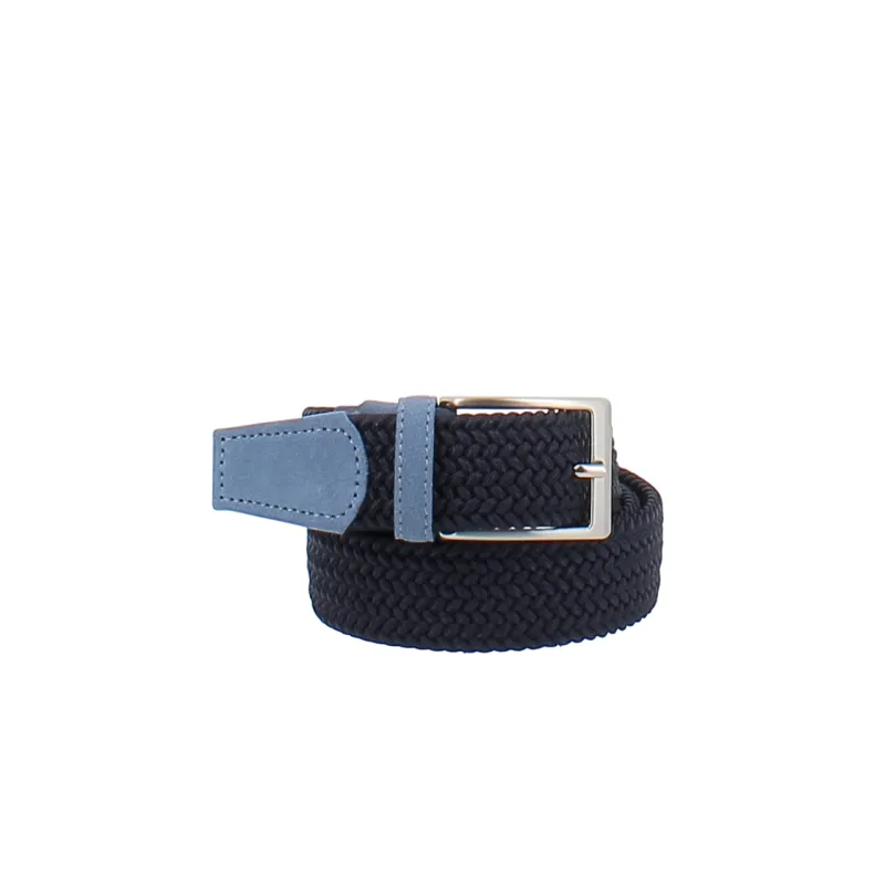 Elastic fabric and suede belt blue/light blue