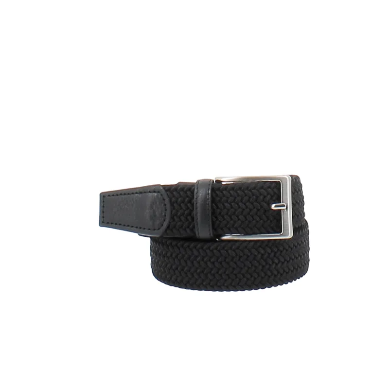 Cintura uomo in elastico e pelle nera
