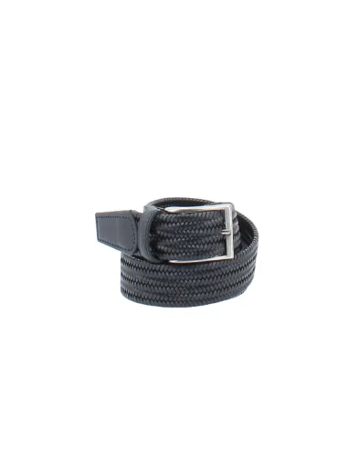 Woven leather belt, blue