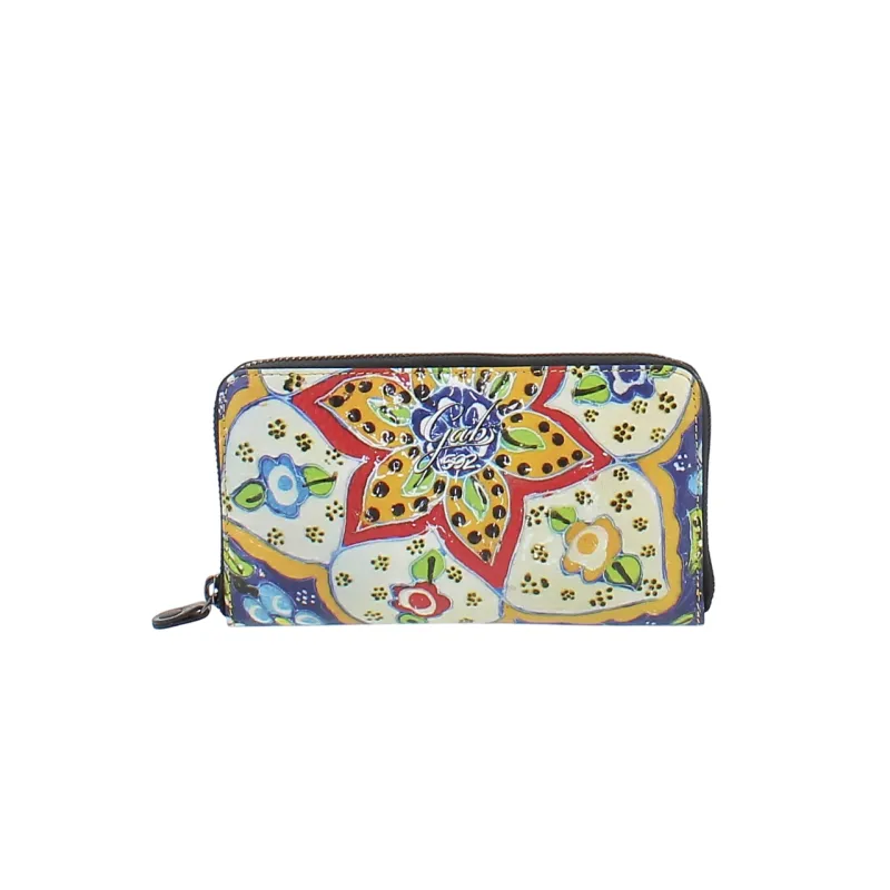 Gabs trip women's zipped wallet, Ceramic Flowers