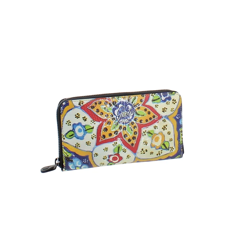 Gabs trip women's zipped wallet, Ceramic Flowers 2