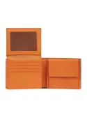 Piquadro Atlas men's wallet with ID flap, credit card slots, orange
