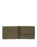 Piquadro Atlas men's wallet with ID flap, credit card slots, green