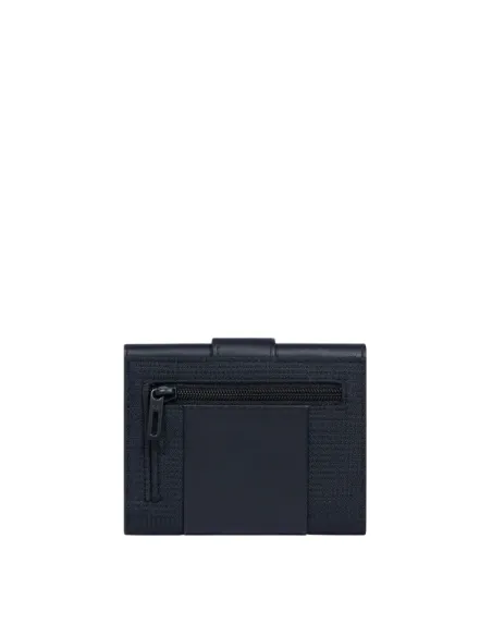 Piquadro PQ-Earth fabric and vegan leather small trifold wallet, black