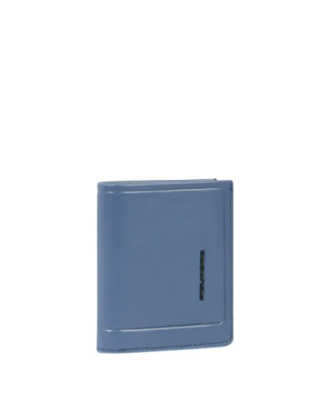 Piquadro Atlas small vertical men's wallet with coin purse, avio
