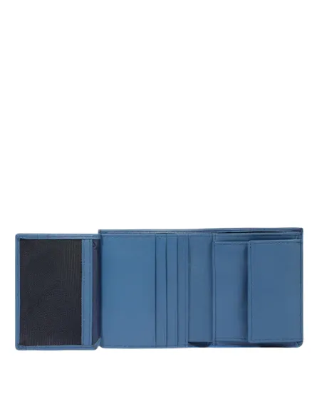 Piquadro Atlas small vertical men's wallet with coin purse, avio