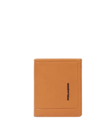 Piquadro Atlas small vertical men's wallet with coin purse, orange